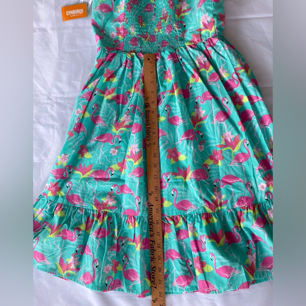 GYMBOREE ADULT S/P FLAMINGO PRINT SUNDRESS IN 100% COTTON, RUFFLED STRAPS NWT - Picture 8 of 9